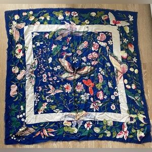 The Metropolitan Museum of Art square 100% wool butterfly/birds scarf, fringe